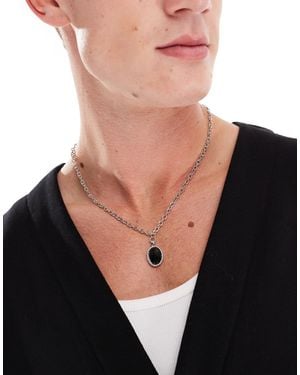Icon Brand Collier avec pendentif ovale noir