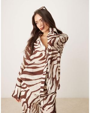 Mango Chemise d'ensemble oversize à zébrures - Neutre
