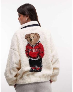 Polo Ralph Lauren Sudadera De Borreguito Con Oso En Crudo-Blanco