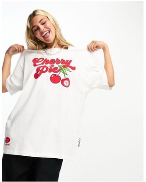 HUGO Drisela Cherry Pie Graphics T-shirt - White