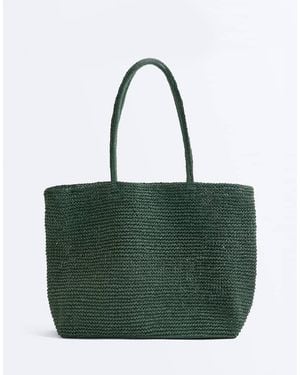 Oysho Woven Paper Shopper - Green