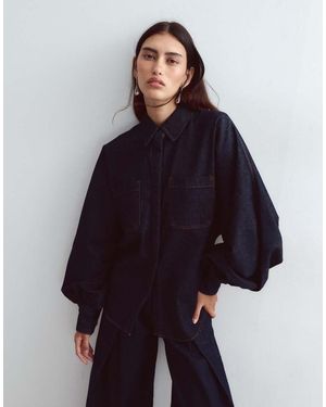 ARRANGE Denim Overhemd Co-Ord Met Volumemouwen - Blauw