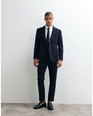 ASOS Pantalones De Traje De Corte Slim Con Patrón De Chevrón De Jacquard - Azul