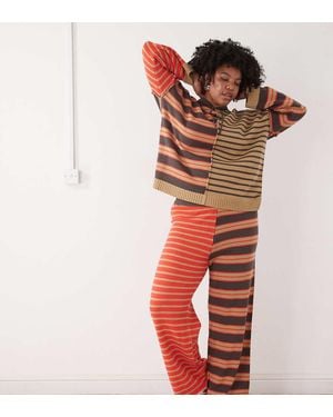 Collusion Joggers A Rayas Con Diseño Dividido De Punto De Plus (Parte De Un Conjunto) - Rojo