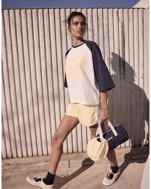 Stradivarius T-shirt à manches raglan - bleu foncé - Marron