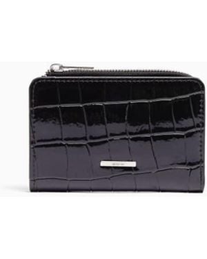 Bershka Embossed Faux-patent-finish Animal Print Purse - Black