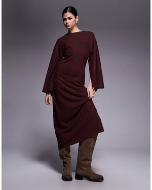 ASOS Supersoft Funnel Neck Wide Sleeve Midi Dress - Purple