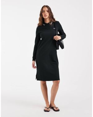 Fred Perry Langärmeliges polo-kleid - Schwarz