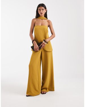 ASOS Getailleerde Palazzobroek Met Hoge Taille En Korsetdetail - Metallic