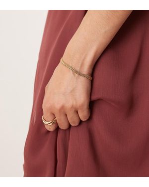 ASOS Pulsera Dorada De Cadena Trenzada Chapada En Oro De 14 Quilates De - Rojo