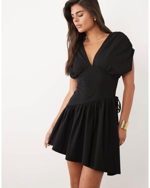 ASOS Plunge Waisted Mini Dress - Black