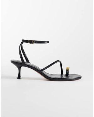 Mango Faux Leather Strappy Heeled Sandals With Hardware Detail - White