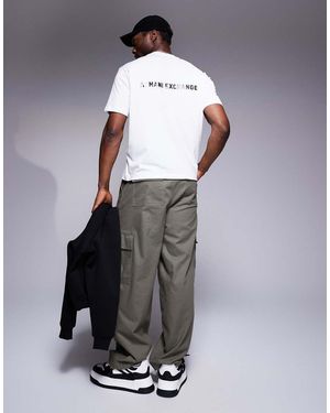 ARMANI EXCHANGE T-Shirt Bianca Con Logo Sul Petto E Sul Retro - Grigio