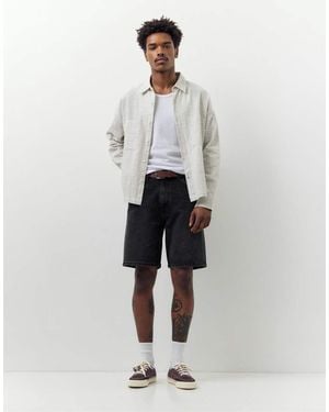 Pull&Bear Baggy Denim Bermuda Shorts - White