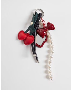 Pieces Cherry Mutli Bag Charm With Mirror - Red