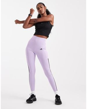 adidas Originals Adidas Training Optime 3-Stripes Full-Length Leggings - Purple