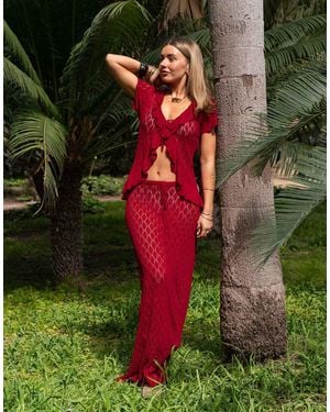 Daisy Street X Molly Mcfarlane Crochet Maxi Skirt - Green