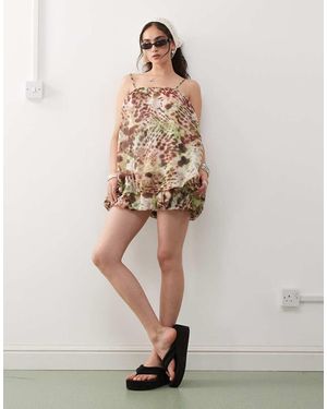 Monki Volume Bubble Dress With Adjustable Straps - Natural