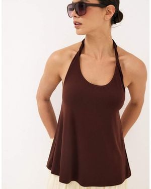 NA-KD Halterneck Twist Neckline Top - Purple
