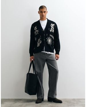 AllSaints Staged Geborduurd Vest Met Grafisch Logo - Zwart