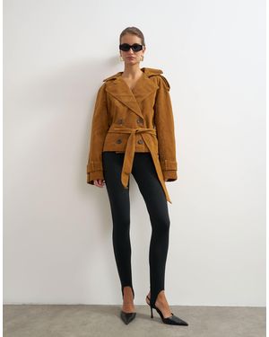 TOPSHOP Trenchcoat aus kunstwildleder mit gürtel - Blau
