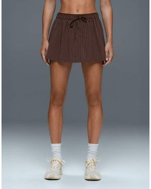 Oysho Pinstripe Double-waist Mini Skirt - Brown