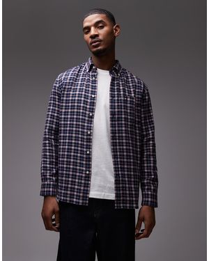 Tommy Hilfiger Brushed Linen Medium Check Shirt - Grey