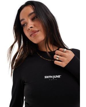 Sixth June – langärmliges, knapp geschnittenes t-shirt - Schwarz