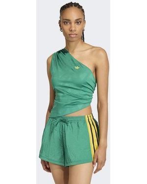 adidas Originals Rouched One Shoulder Top - Green