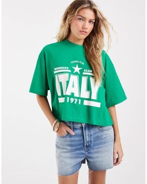 ASOS Boxy Crop T-Shirt With Italy Graphic - Green