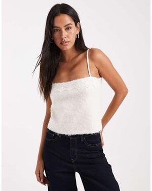 Miss Selfridge Lace Detail Knit Cami Co-ord - White