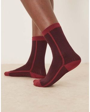 Becksöndergaard Calcetines Burdeos Con Purpurina Y Detalle A Rayas De -Rojo