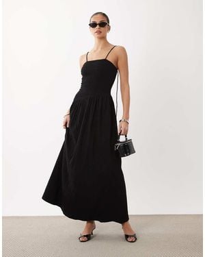 ASOS Crinkle Cami Tie Back Midi Dress With Asym Waist - White