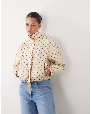 Miss Selfridge Windjack Met Geschulpt Detail En Chocoladebruine Stippen - Blauw