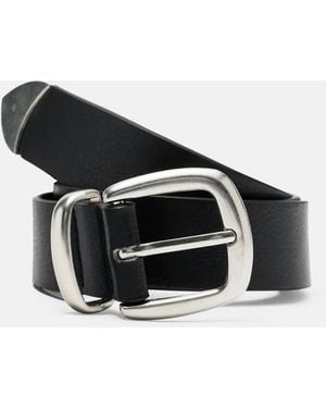 Pull&Bear Leather Effect Belt - Black