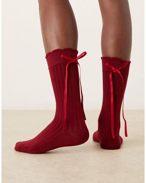 ASOS Socks With Ribbon Detail - Red