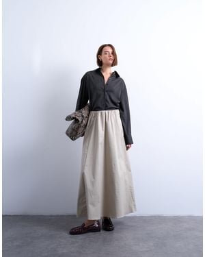 TOPSHOP Heavy Twill Full Circle Midi Skirt - Gray