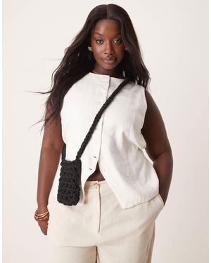 Glamorous – gehäkelte umhänge-handytasche - Natur