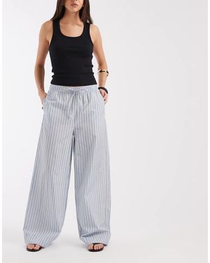 ONLY Pantalones A Rayas De Pernera Ancha Sin Cierres - Azul