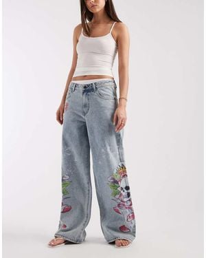 Ed Hardy Cherry Skull Side Print Jeans - Blue