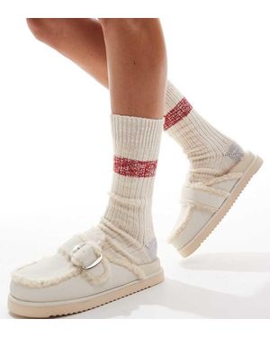 Raid Wide Fit Kylie Teddy Mules - White