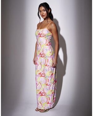 South Beach Retro Printed Sequin Maxi Dress - Multicolour