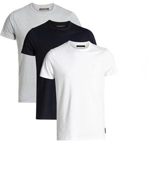 French Connection 3 Pack Cotton Crew Neck Short Sleeve T-Shirts - Blue