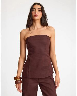 Missy Empire Linen Longline Bandeau - Purple