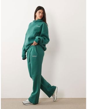 Kaiia Embroidered Logo Wide Leg Trackies - Green