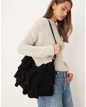 Free People Ruffle Shoulder Bag - Black