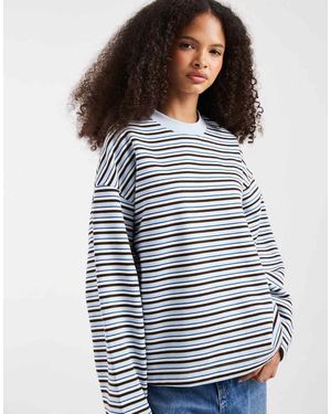 JJXX Sudadera Azul A Rayas De Corte Cuadrado Y Manga Larga De