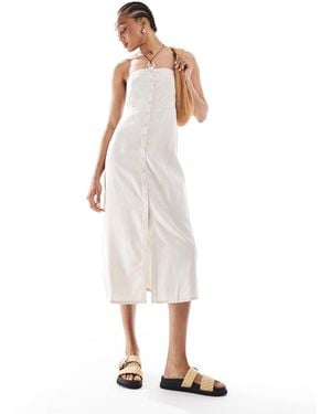 ONLY Linen Mix Bandeau Midi Dress - White