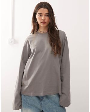 Weekday Boxy Fit Oversized Long Sleeve T-shirt - Brown