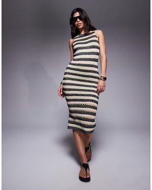 River Island Crochet Midi Dress - Metallic